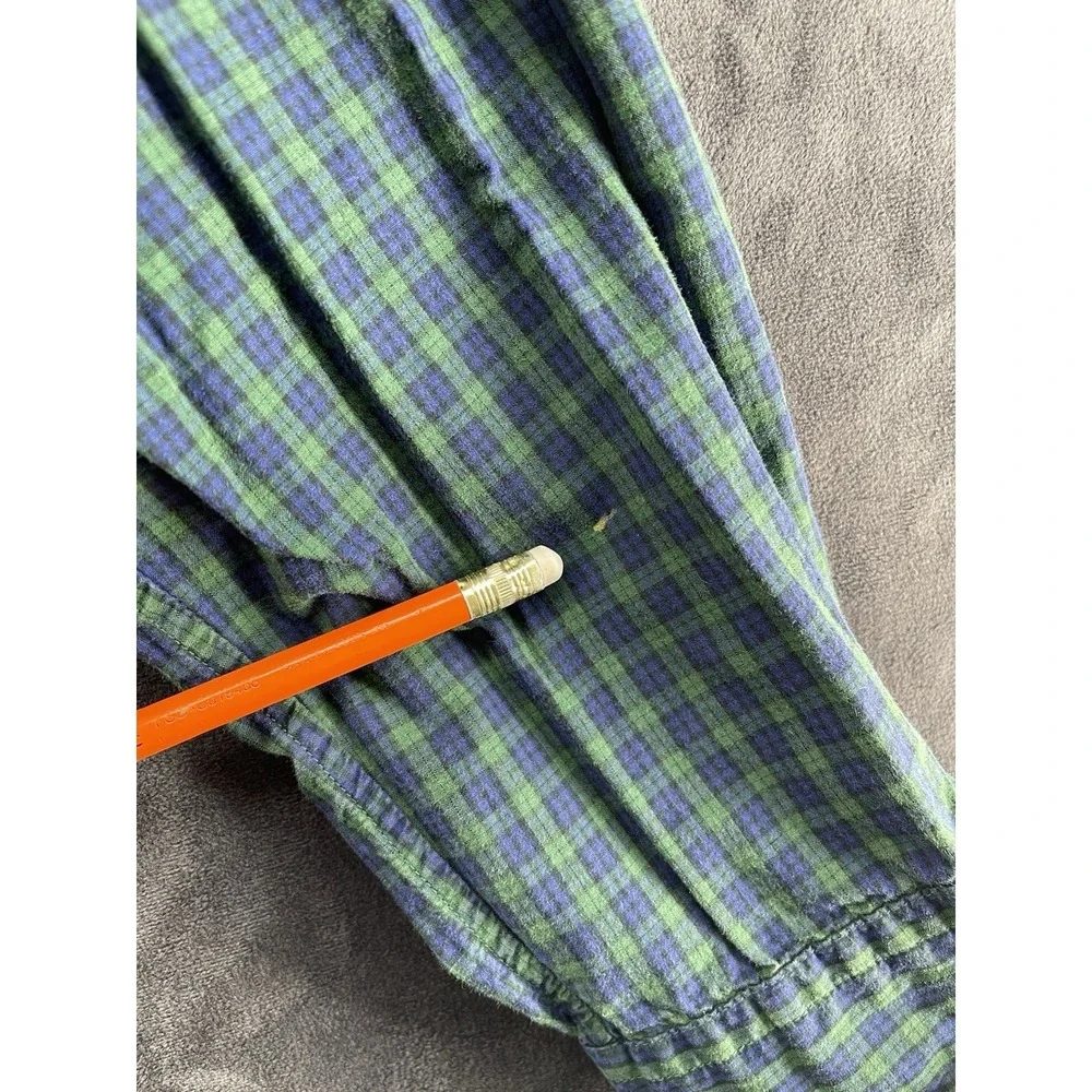 Ralph Lauren Boys XL 20 Green Blue Plaid Button Down Shirt 100% Cotton
